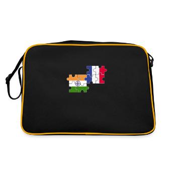 Indien Frankreich Flagge Franzose Inder - Retro Tasche - Schwarz/Gold - Hinten
