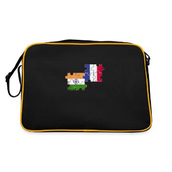 Indien Frankreich Vintage Flagge Franzose Inder - Retro Tasche - Schwarz/Gold - Hinten