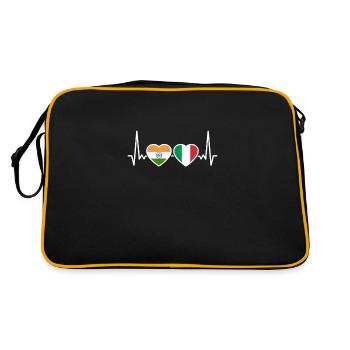 Indien Italien Herzschlag Flagge Italiener Inder - Retro Tasche - Schwarz/Gold - Hinten