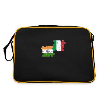 Indien Italien Flagge Italiener Inder - Retro Tasche - Schwarz/Gold - Hinten