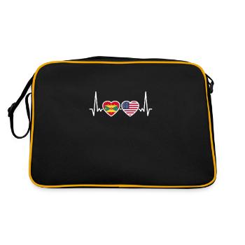 Grenada USA Herzschlag Flagge Grenadisch - Retro Tasche - Schwarz/Gold - Hinten