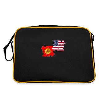 Kirghizistan USA Vintage Flag Kirghize - Sac Retro - noir/or - Dos