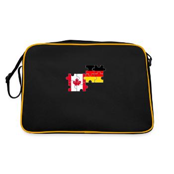Kanada Deutschland Herzschlag Flagge Kanadier - Retro Tasche - Schwarz/Gold - Hinten