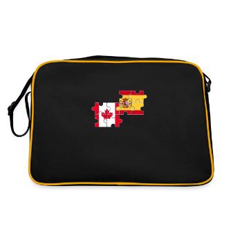 Kanada Spanien Flagge Spanisch Kanadier - Retro Tasche - Schwarz/Gold - Hinten