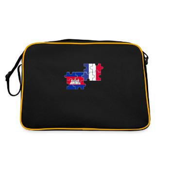 Cambodge France Drapeau Cambodgien - Sac Retro - noir/or - Dos