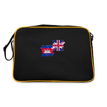 Cambodia UK Flag British Cambodian - Retro Bag - black/gold - Back