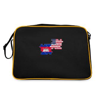 Cambodge USA drapeau cambodgien - Sac Retro - noir/or - Dos