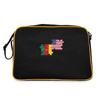 Cameroun USA Drapeau américain Camerounais - Sac Retro - noir/or - Dos