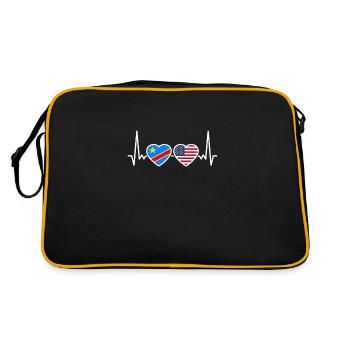 RD Congo USA heartbeat flag congolais - Sac Retro - noir/or - Dos