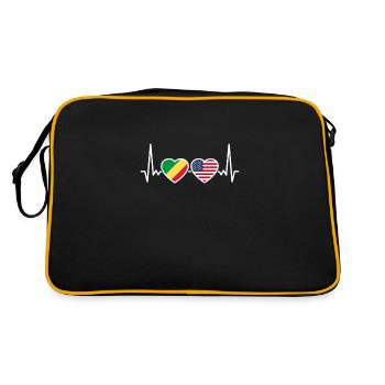 Congo USA Heartbeat Flag Américain Congolais - Sac Retro - noir/or - Dos