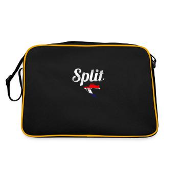 Split Vintage Map Croatia Croatian Flag - Retro Bag - black/gold - Back