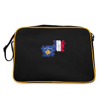 Kosovo France Vintage Flag Kosovars - Retro Bag - black/gold - Back