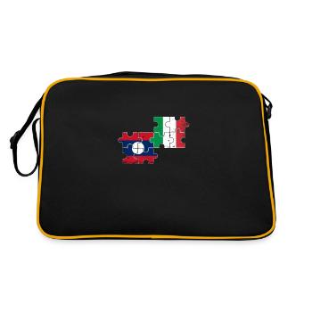Laos Italy Vintage Flag Italian Laotian - Retro Bag - black/gold - Back