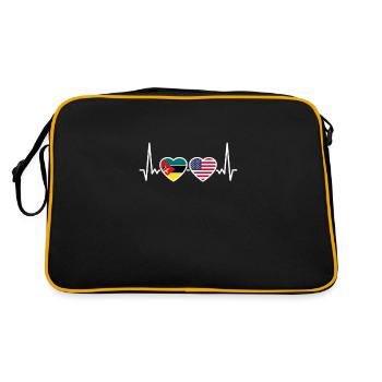Mozambique États-Unis Heartbeat Flag Mozambicain - Sac Retro - noir/or - Dos