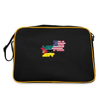 Mozambique États-Unis Drapeau Mozambicain américain - Sac Retro - noir/or - Dos