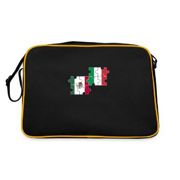 Mexique, Italie, Drapeau, Italien, Mexicain - Sac Retro - noir/or - Dos