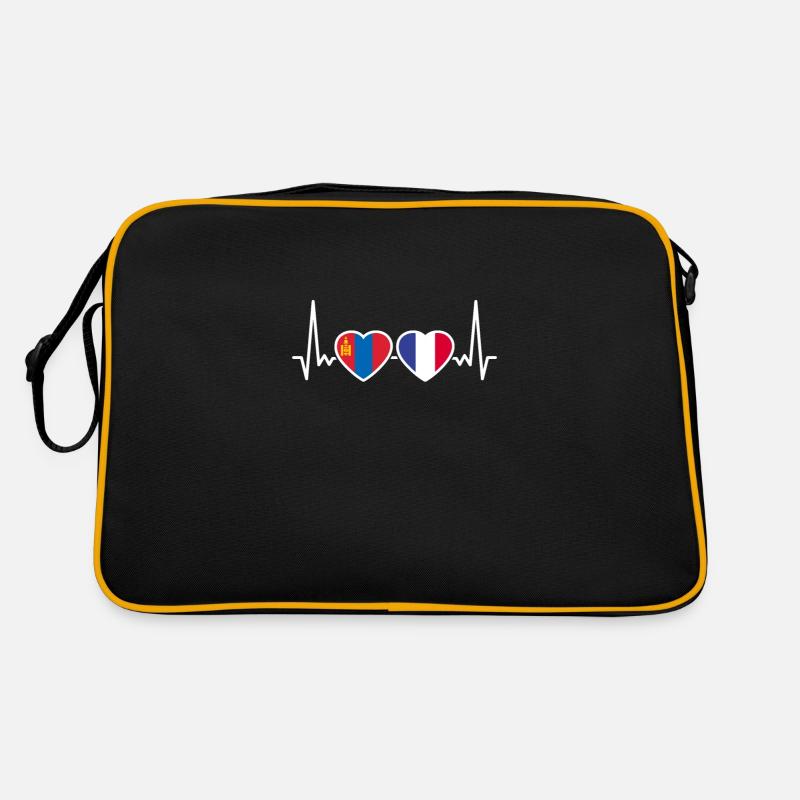 Mongolei Frankreich Herzschlag Flagge Mongolisch Retro Tasche