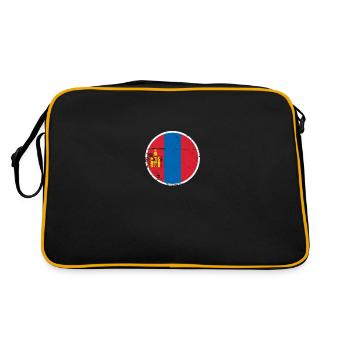 Mongolei Vintage Mongolische Flagge Mongole - Retro Tasche - Schwarz/Gold - Hinten