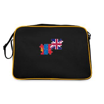 Mongolia UK flag British Mongolian - Retro Bag - black/gold - Back
