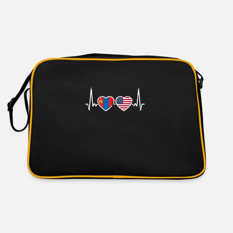 Mongolia USA Vintage Heartbeat Flag Mongolian Retro Bag