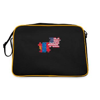 Mongolia USA Vintage Flag Mongolian - Retro Bag - black/gold - Back
