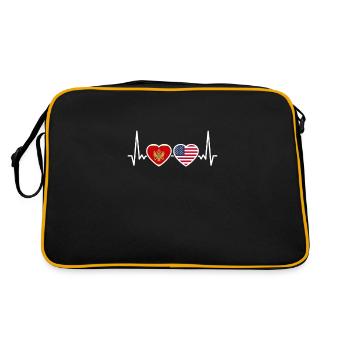 Montenegro USA heartbeat flag Montenegrins - Retro Bag - black/gold - Back