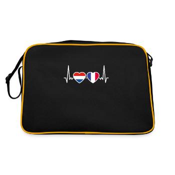 Pays-Bas France Heartbeat Flag - Sac Retro - noir/or - Dos