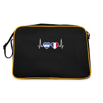 Nicaragua France Vintage Heartbeat Flag - Sac Retro - noir/or - Dos