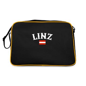 Linz, Austria, Austrian Flag - Retro Bag - black/gold - Back