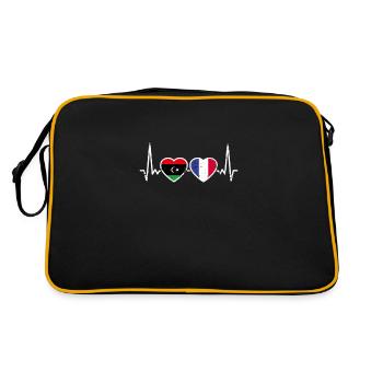Libya France Vintage Heartbeat Flag Libyan - Retro Bag - black/gold - Back