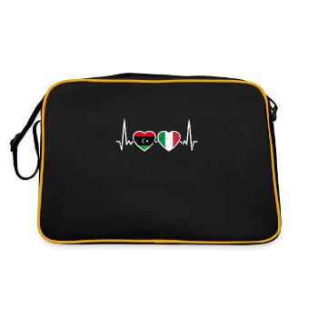 Libye Italie Vintage Heartbeat drapeau libyen - Sac Retro - noir/or - Dos