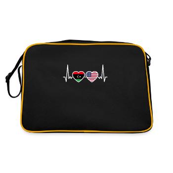 Libya USA Heartbeat Flag American Libyan - Retro Bag - black/gold - Back