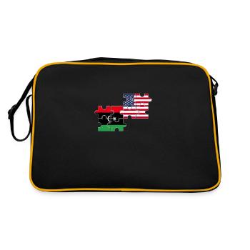 Libya, U.S., flag, American, Libyan - Retro Bag - black/gold - Back