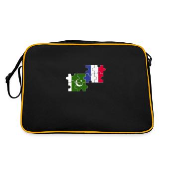 Pakistan France Flag French Pakistani - Retro Bag - black/gold - Back