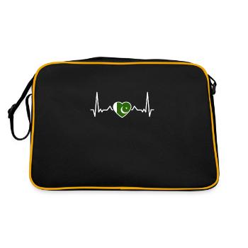 Pakistan Heartbeat Pakistani Flag Pakistani - Retro Bag - black/gold - Back