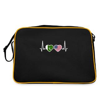 Pakistan USA Heartbeat Flag Pakistani - Retro Bag - black/gold - Back