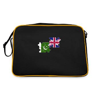 Pakistan UK Flag British Pakistani - Retro Bag - black/gold - Back