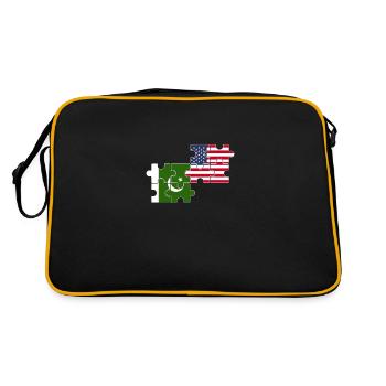 Pakistan USA Flag American Pakistani - Retro Bag - black/gold - Back