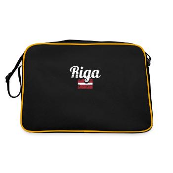 Riga Lettonie Vintage letton drapeau letton letton - Sac Retro - noir/or - Dos