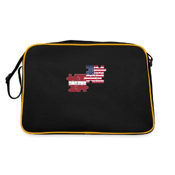 Lettonie États-Unis Drapeau Américain Letton - Sac Retro - noir/or - Dos