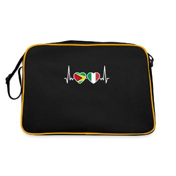 Guyane, Italie, Heartbeat, Drapeau, Italien, Guyanais - Sac Retro - noir/or - Dos