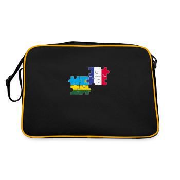 Rwanda, France, drapeau, Français, Rwandais - Sac Retro - noir/or - Dos
