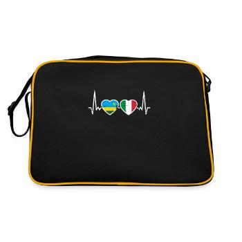 Rwanda Italie Vintage Heartbeat drapeau rwandais - Sac Retro - noir/or - Dos