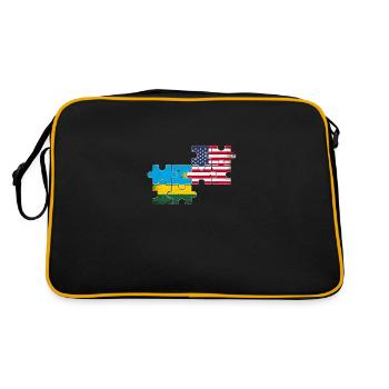 Rwanda USA Vintage drapeau américain rwandais - Sac Retro - noir/or - Dos