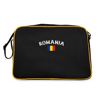 România Romania Romanian Flag Romanian - Retro Bag - black/gold - Back