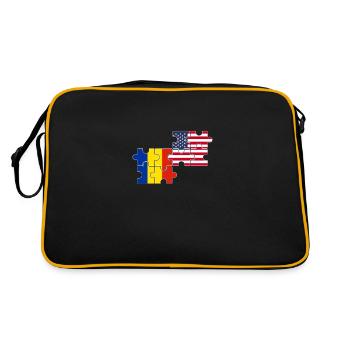 Roumanie, Etats-Unis, Drapeau, Américain, Roumain - Sac Retro - noir/or - Dos