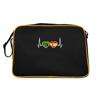 Zambie, Espagne, Heartbeat, Drapeau, Espagne, Zambien - Sac Retro - noir/or - Dos