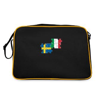 Suède, Italie, drapeau, Italien, Suédois - Sac Retro - noir/or - Dos