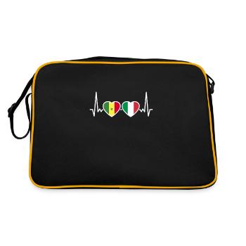 Sénégal Italie Heartbeat Flag Sénégalais - Sac Retro - noir/or - Dos