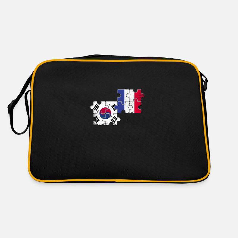 Corée du Sud France Vintage drapeau sud-coréen - Sac Retro - noir/or